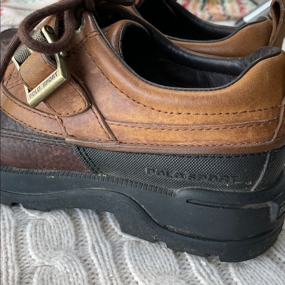 Ralph Lauren Polo Sport Dover III Duck Ankle Boots Two-Tone Brown Leather 7B